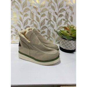 AVSICES Cozy Beige Faux Suede Ankle Boots With Fleece Lining & Sport Patch